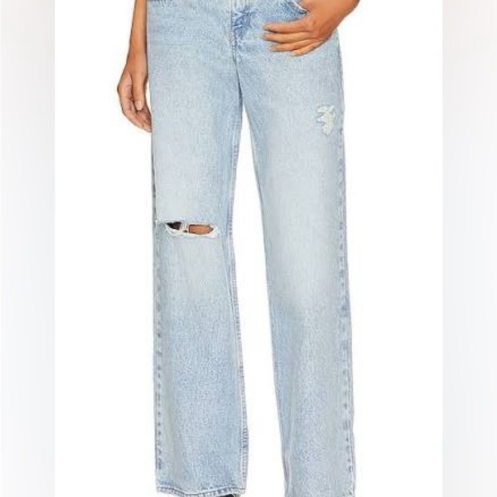 Levi's Low Loose 31 Light Blue Wide-Leg Distressed Jeans
